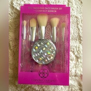 Candie Couture by Margaret Josephs 5pc Fabulous Face Brush Set + Compact Mirror